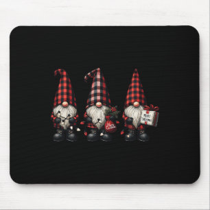 Tapis De Souris Noël Gnome Trio Buffalo Check Plaid Casquette Noël