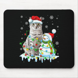 Tapis De Souris Noël Light Snowman égyptien Mau Cat Pet Lover