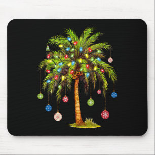 Tapis De Souris Noël Palm Tree Lumière Hawaï Tropical Noël