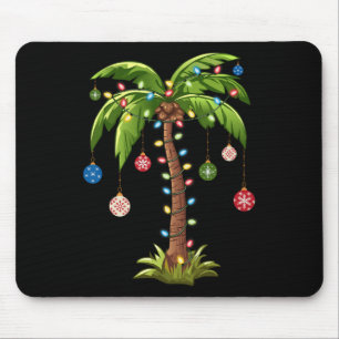 Tapis De Souris Noël Palm Tree Lumière Hawaï Tropical Noël 2