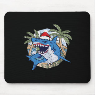 Tapis De Souris Noël requin en juillet Vacances d'été tropicales d