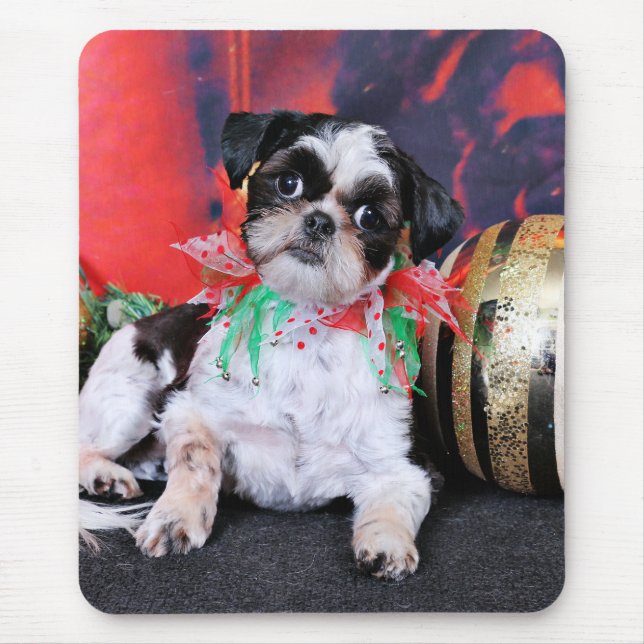 Tapis De Souris Noël - Shih Tzu - Chin Ching (Devant)