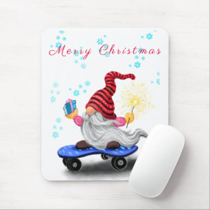 Tapis De Souris Noël Souris Pad Cadeau Patineur Gnome avec cadeaux