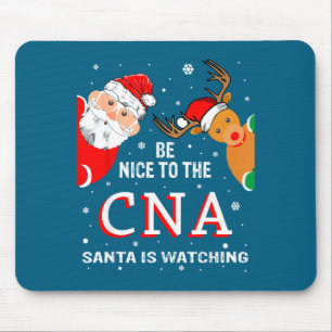 Tapis De Souris Noël Soyez gentil avec le Cna le Père Noël regarde