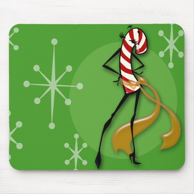 TAPIS DE SOURIS NOËL SUCRE DE CANNE FEMME SOURIS PAD (Devant)