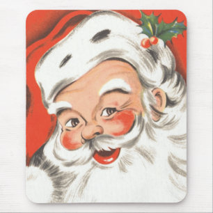 Tapis De Souris Noël vintage, joyeux Père Noël avec sourire