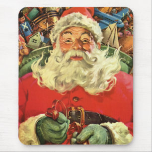 Tapis De Souris Noël Vintage Santa Claus à Sleigh avec jouets