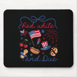Tapis De Souris Nœud Coquette Rouge Blanc Et Date Prévue 4 Juillet
