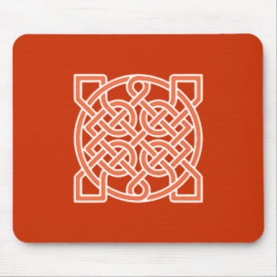Tapis De Souris Noeud de marin celtique, Mandarin Orange et Blanc