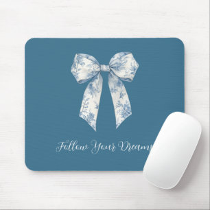 Tapis De Souris Nœud papillon floral bleu blanc