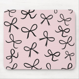 Tapis De Souris Nœuds Noirs Mignons et Tendance Rose