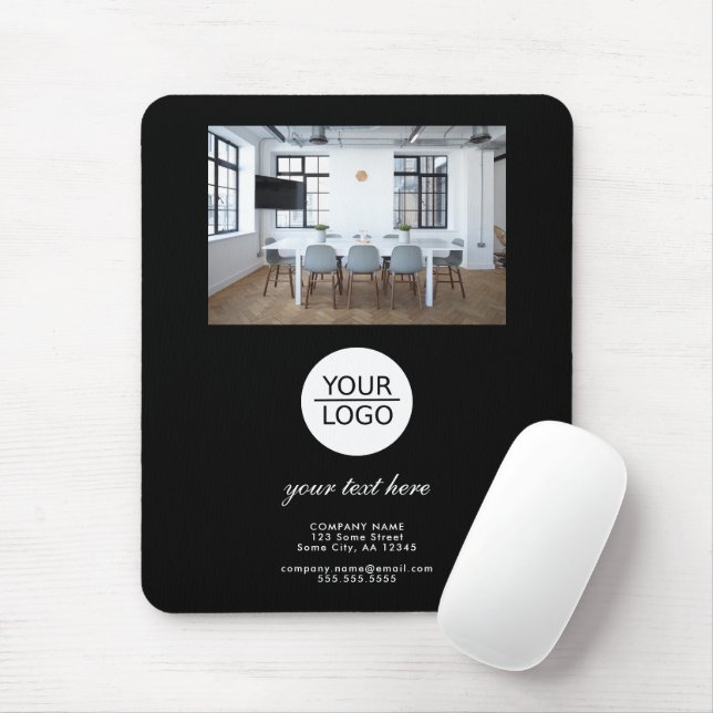 Tapis De Souris Noir Ajouter votre logo Promotion du texte personn (Avec souris)