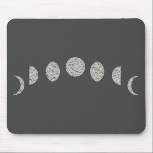 Tapis De Souris Noir Blanc Gris Phases de Lune Moderne Minimaliste