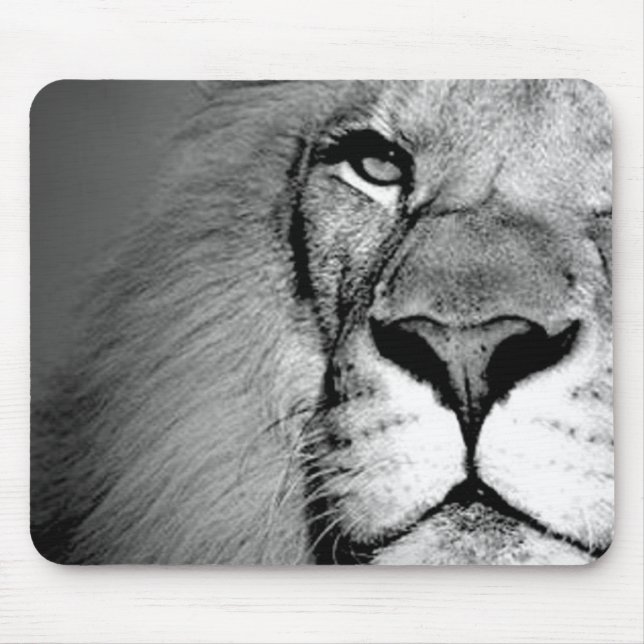 Tapis De Souris Noir blanc Gros plan Oeil Lion (Devant)