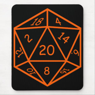 Tapis De Souris Noir D20 et orange