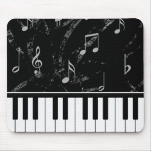 Tapis de souris noir et blanc de musique de piano