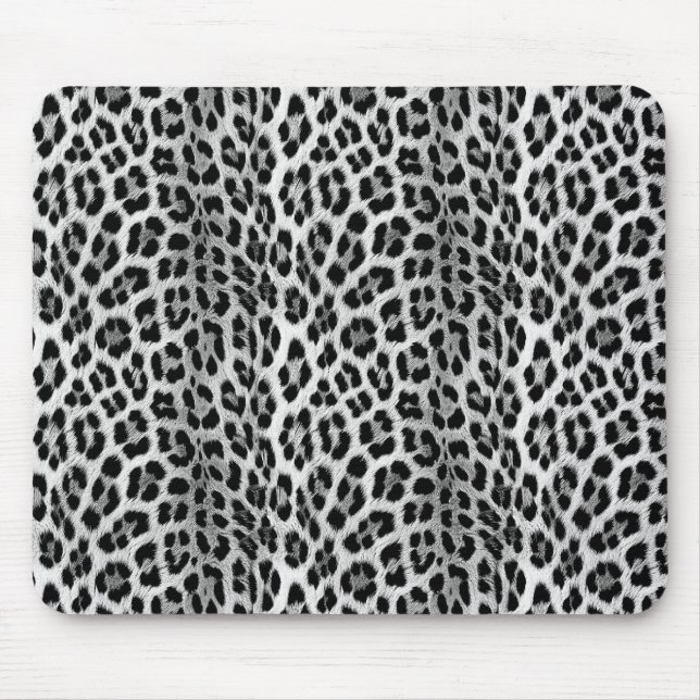 Tapis De Souris Noir et blanc monochrome, léopard motif (Devant)