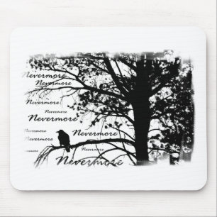 Tapis De Souris Noir et blanc silhouettez plus jamais Raven