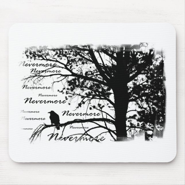 Tapis De Souris Noir et blanc silhouettez plus jamais Raven (Devant)