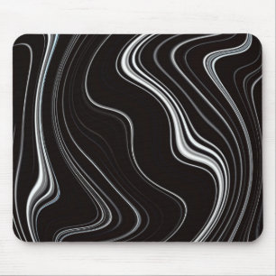 Tapis De Souris Noir et blanc Wavy Abstraction