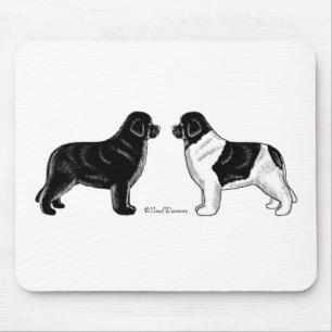 Tapis De Souris Noir et chien de Landseer Terre-Neuve