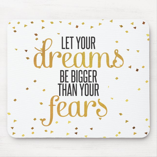 Tapis De Souris Noir et citation inspirée de rêves d'or (Devant)