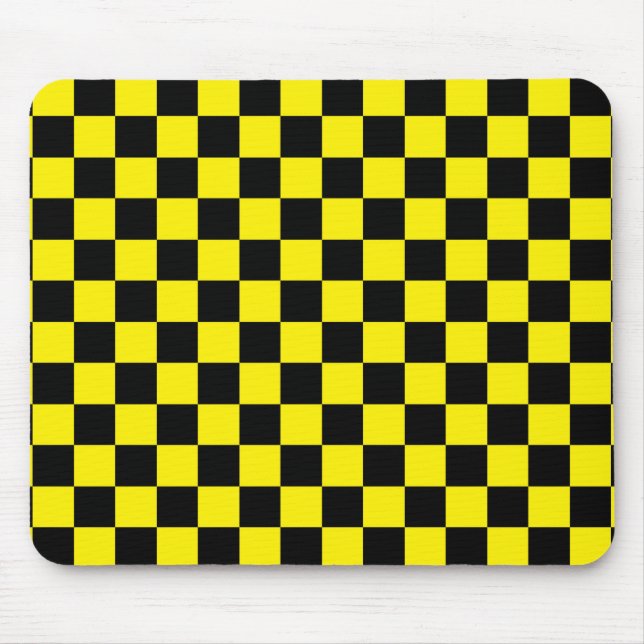 Tapis De Souris Noir et jaune Checkered (Devant)