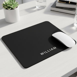 Tapis De Souris Noir et monogramme personnalisé   Personnalisé élé