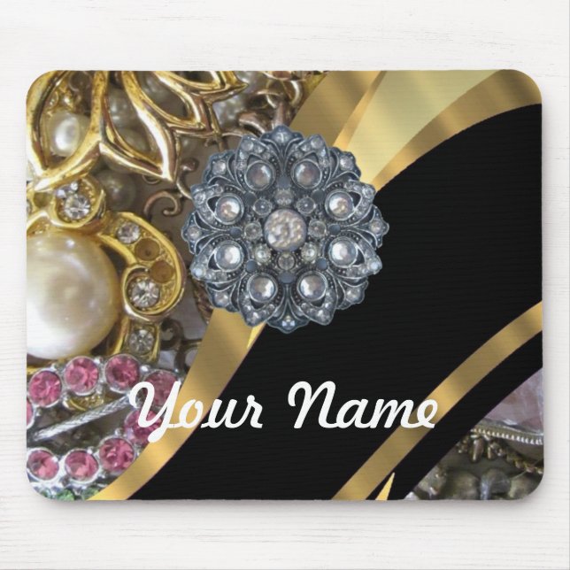 Tapis De Souris Noir et or bling (Devant)