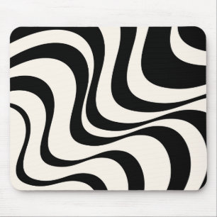 Tapis De Souris Noir et pastel moderne ondes rétro design