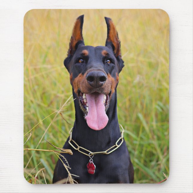 Tapis De Souris Noir et Tan Doberman Pinscher (Devant)