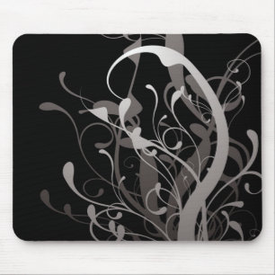 Tapis De Souris noir floral abstrait