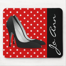 Noir Haut talons Rouge Blanc Polka Point Motif