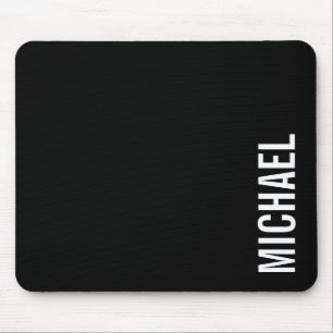 Tapis De Souris Noir moderne minimaliste Nom personnalisé