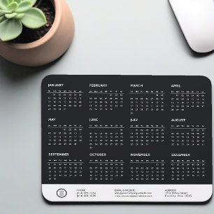 Tapis De Souris Noir personnalisable 2024 Calendrier Société Logo 
