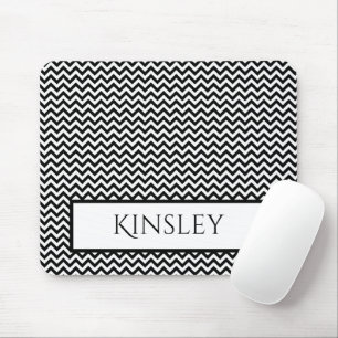 Tapis De Souris Noir simple Chevron personnalisé