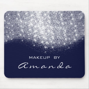 Tapis De Souris Nom bleu de marine d'argent de maquillage de