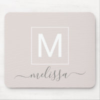 Nom chic de monogramme beige moderne