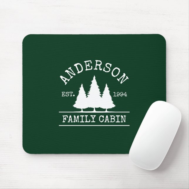 Tapis De Souris Nom de famille Cabine Forest Green (Avec souris)