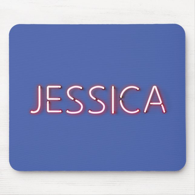 Tapis De Souris Nom de Jessica dans les néons brillants (Devant)