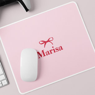 Tapis De Souris Nom de la boîte rose et rouge personnalisée