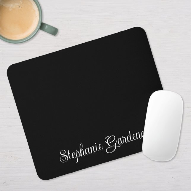 Tapis De Souris Nom de la calligraphie du boudin noir et blanc (Personalized Black Mouse Pad)