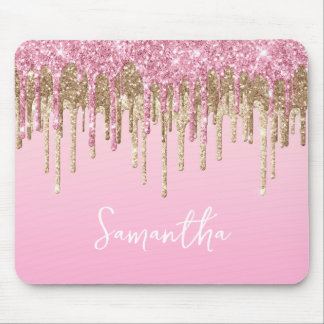 Tapis De Souris Nom de la Parties scintillant de séchage rose et o