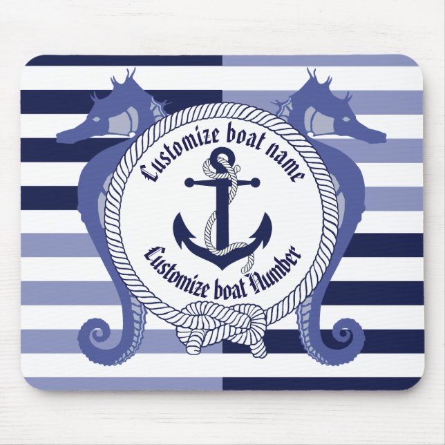 Tapis De Souris Nom de l'Ancre nautique/noeud/Personnaliser du mar (Devant)
