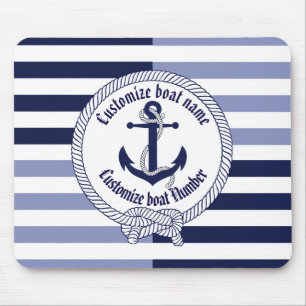 Tapis De Souris Nom de l'Ancre nautique/noeud/Personnaliser du mar