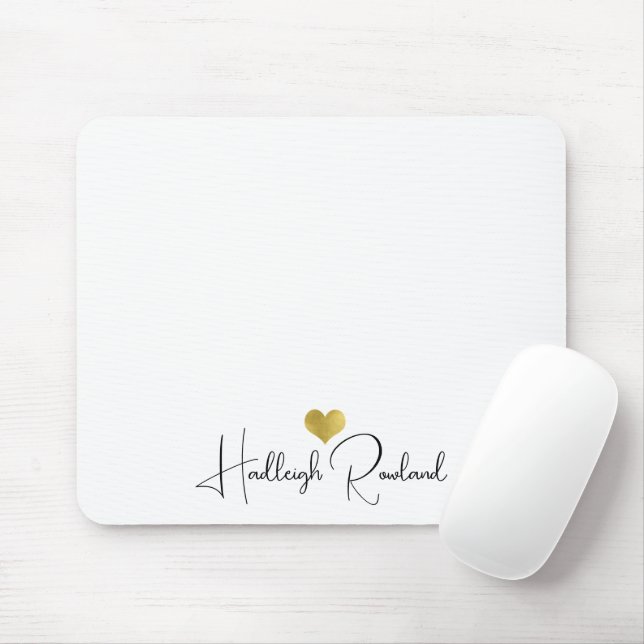 Tapis De Souris Nom de script manuscrit Monogramme Moderne  (Avec souris)