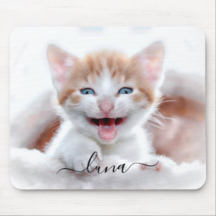 Tapis De Souris Nom de votre photo de chat avec des fioritures