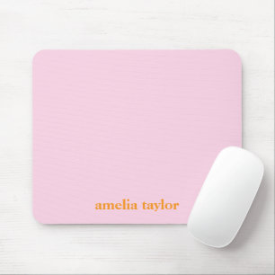 Tapis De Souris Nom d'enseignant personnalisé rose et orange