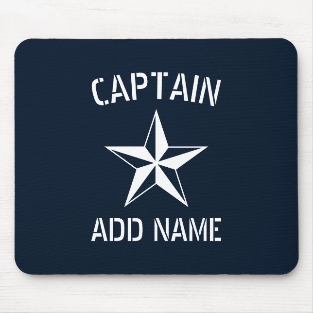 Tapis De Souris Nom du capitaine du bateau étoile nautique bleu et (Devant)
