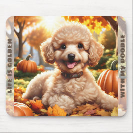 Tapis De Souris Nom du Citrouille d'automne du chien mignon Golden